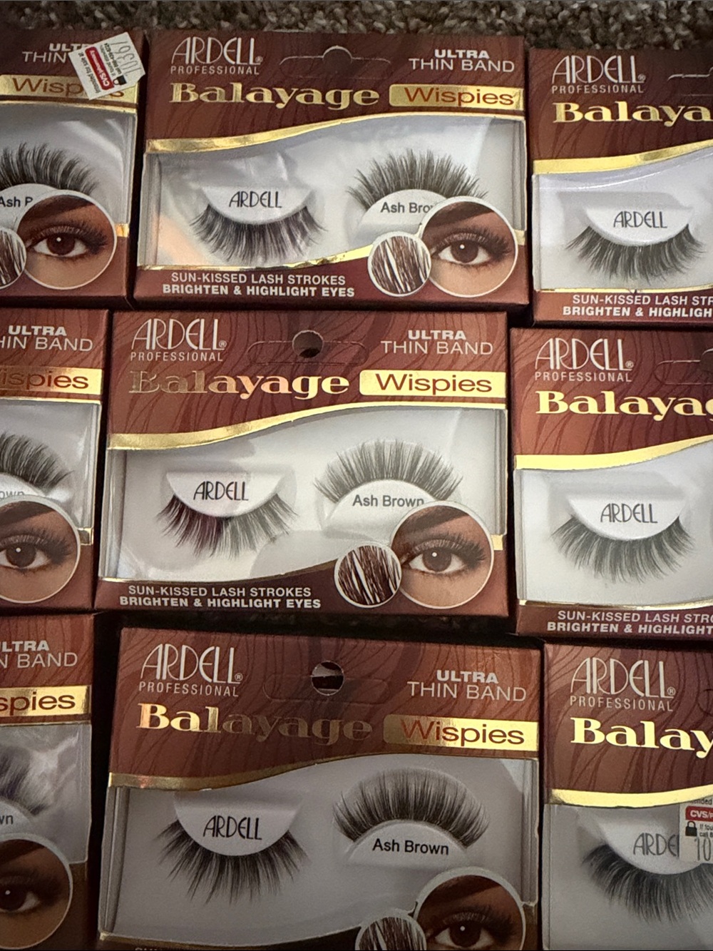Ardell Balayage Wispies Ultra Thin Band False Eyelashes Ash Brown Set of 12 pack - Picture 4 of 4
